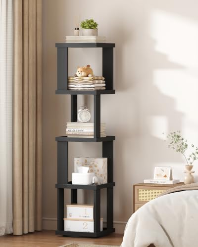 TUTOTAK 5-Tier 360°Rotating Bookshelf, Narrow Book Shelf, Corner Bookcase