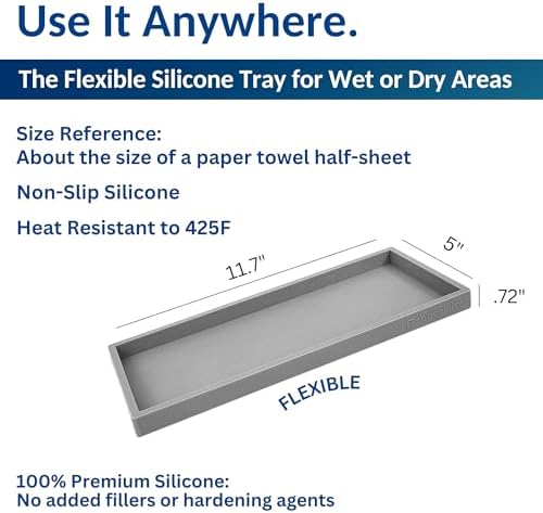 Spacewiser Silicone Countertop & Vanity Bathroom Tray – 2 PC 11.7"