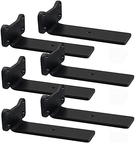 Floating Shelf Brackets Heavy Duty Industrial L Shelf Bracket 1/5 Inch Thick Premium Solid Steel Shelf Supports, Black R