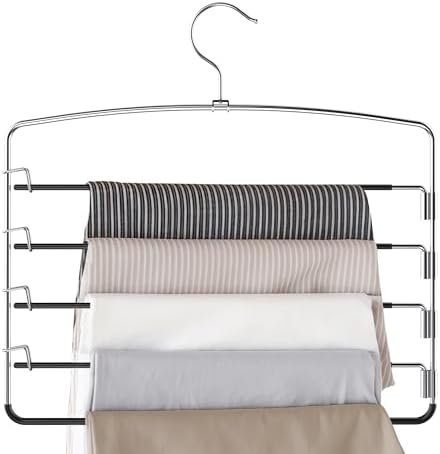 Supforce 3 Pack Pants Hangers, Space-Saving Hangers for Pants with Multi-Tier Design, Trouser Hangers for Jeans and Slacks, Closet Pants Organizer for Neat Storage