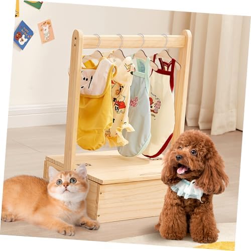 Dog Clothes Hangers- Wooden Pet Clothes Hangers Small Clothing Holder Pets Clothes Organizer for Puppy Clothes Storage