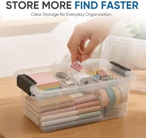 Superio 3.4 Quart Clear Plastic Storage Boxes with Lids, Stackable Organizer Containers, BPA-Free Storage Bins for Home,