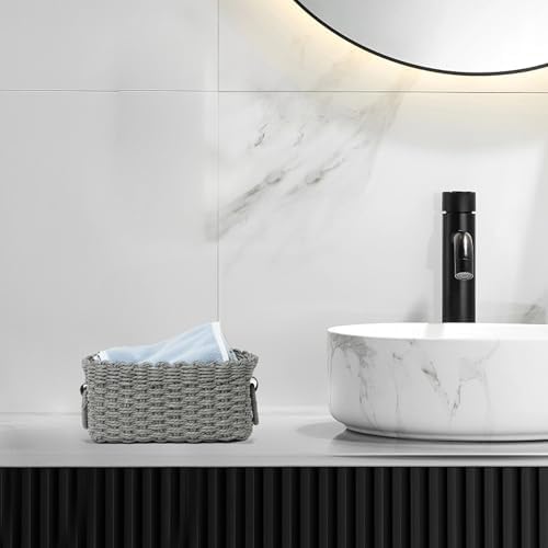 Woven Paper Rope Wicker Basket for Organizing(Set of 3,Grey)