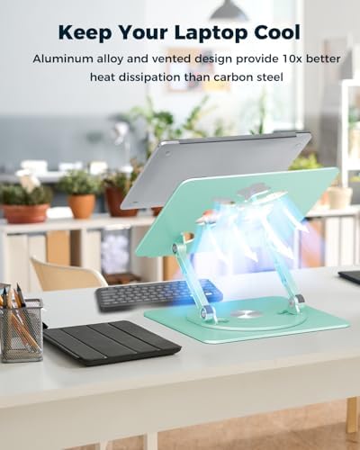 Aoviho 360° Rotating Laptop Stand for Desk | Adjustable, Foldable, Portable Aluminum Ergonomic Riser | Compatible with M