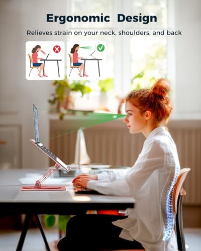 Aoviho 360° Rotating Laptop Stand for Desk | Adjustable, Foldable, Portable Aluminum Ergonomic Riser | Compatible with M