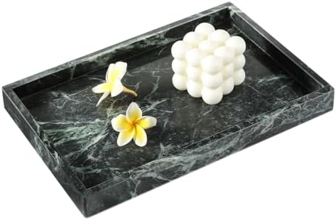 Koville Natural Marble Tray, Coffee Table Vanity/Decorative Tray for Jewerly, Watch, Perfume Candle Storage for Bedroom/