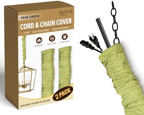 Royal Designs, Inc. Cord & Chain Cover 4 ft Silk Type Fabric, Chandelier Pendant Lighting Chain & Cable Management, Touc