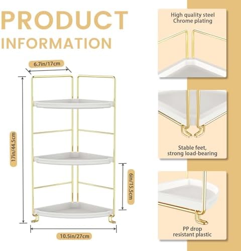 3-Tier Bathroom Organizer Countertop, Corner Bathroom Counter Organizer, Makeup for Vanity Skincare Organizers and Stora