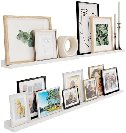 Wallniture Denver Multi Size 48"-24"-24" Floating Shelves for Picture Frames Collage Wall Decor, Living Room Picture Led