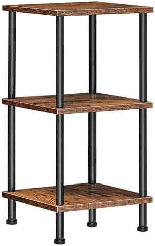 HOOBRO 3-Tier Corner Shelf Stand, Corner Square Rack Display Shelf, Tall Storage Plant Stand, Bookcase for Small Spaces,