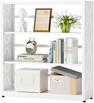 SteeLoong 3 Tier Bookcase,Metal Bookshelf with Adjustable Feet & Shelves