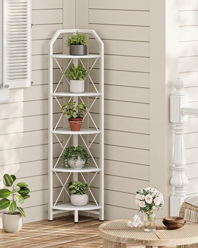 CHOEZON 5-Tier Corner Shelf, Industrial Corner Bookshelf, 59.4" Corner Storage Stand, Plant Stand Display Shelf, Corner 