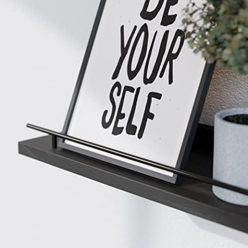 WOPITUES Floating Shelves 24 inch for Wall Decor Set of 3, Black