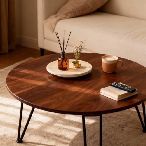 Faux Travertine Lazy Susan, 11.5" Rotating Round Serving Tray for Kitchen Countertop, Dining Table or Vanity Organizer