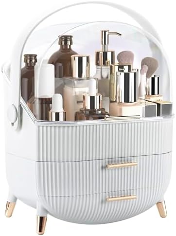 Makeup Organizer, Large Skincare Organizer for Vanity with Drawers & Cover