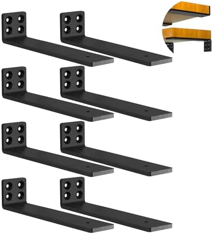 Heavy Duty Wall Shelf Brackets Floating Shelves Hidden L Shelf Bracket 12 Inch Long (8 Pack)