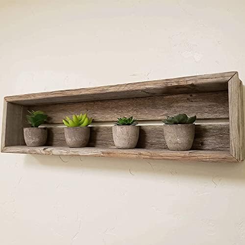 Rockin' Wood Reclaimed Wood Shadow Box Decorative Floating Shelf with Wood Backing for Home, Office, Bedroom, and More, 