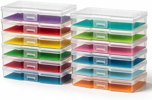 novelinks 12 Pack 4"x6" Clear Photo Storage Boxes and Photo Box Organizers