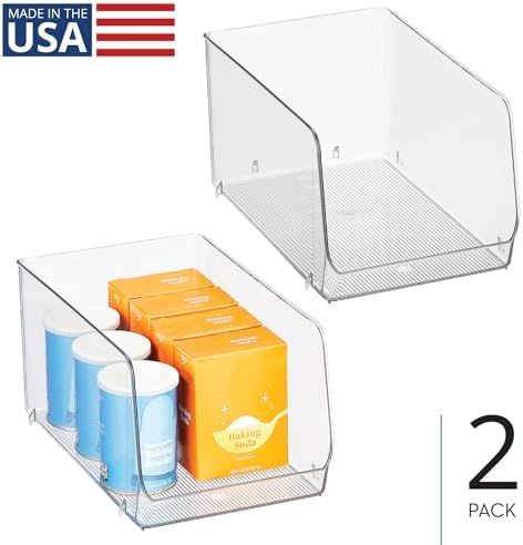 iDesign Clear Plastic Stackable Storage Bin, 2-Pack