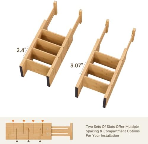 Deep Drawer Dividers For Clothes,Expandable Drawer Organizer (4, Short)