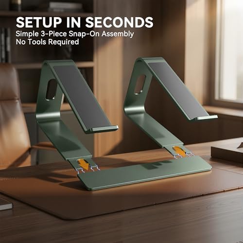 SOUNDANCE Laptop Stand, Aluminum Ergonomic Desk Riser, 10-15.6", Green