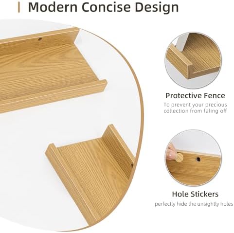Acovy Picture Ledge Shelf, Wood Long Floating, Set of 2, 56 inch, Oak