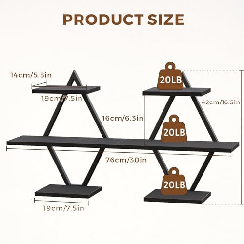 Floating Wall Shelves, Set of 2, Black