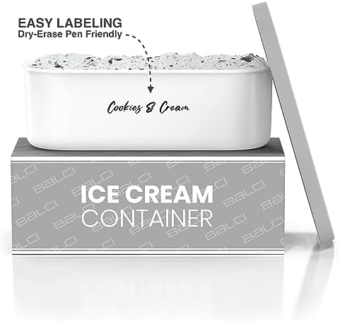 BALCI 2 Quart Ice Cream Container - Freezer Tub (Grey)