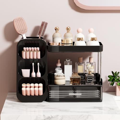UFORU Makeup Organizer Countertop with Brush Holder for Vanity Bathroom