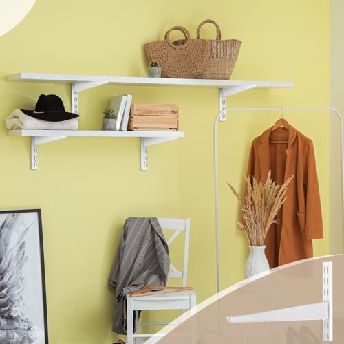 CroBlissful 20 Pcs Adjustable Shelf Brackets for Double Track System Closet Organization Heavy Duty Wire Shelf Brackets 