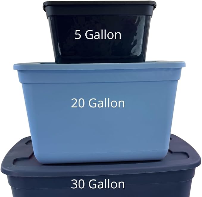 Edge Plastics Classic Storage Tote, durable storage in for home or garage with secure snap lid designed for stacking (6, Ink, 5 Gallon)