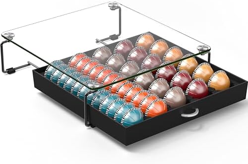 Deco Brothers Tempered Glass Vertuo Pod Holder, Fits 30 Large/60 Small Pods