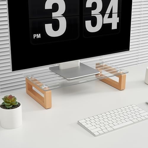 YEOUX Multi-Purpose Desktop Stand - 17.0" x 9.0" x 3.5" (Clear & Beech)
