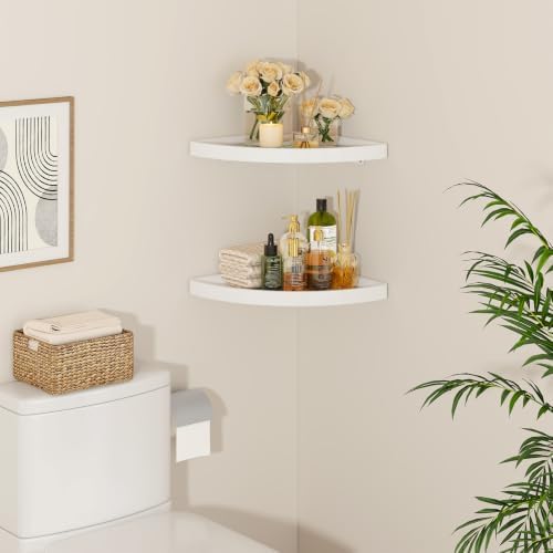 YMYNY Set of Corner Floating Shelves for Wall Mount 12" White HFS001W-2