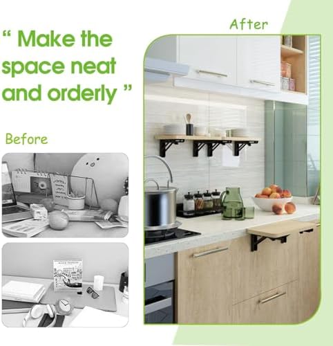 Folding Shelf Brackets, 12 Inch 4 Pcs Heavy Duty Wall Mounted Collapsible Triangle Shelf Bracket for Folding Wall Table,