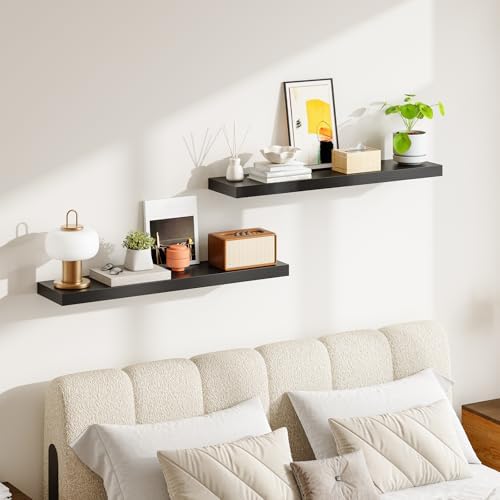 HOOBRO Floating Shelves for Wall, Wall Mounted Shelf Set of 2, 39.4" Hanging Shelf with Invisible Brackets, for Wall Dec