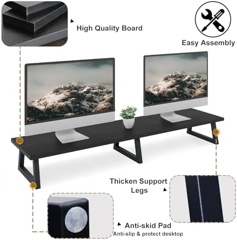 TEAMIX 42 inch Large Dual Monitor Riser, Desk Organizer Stand for TV Laptop