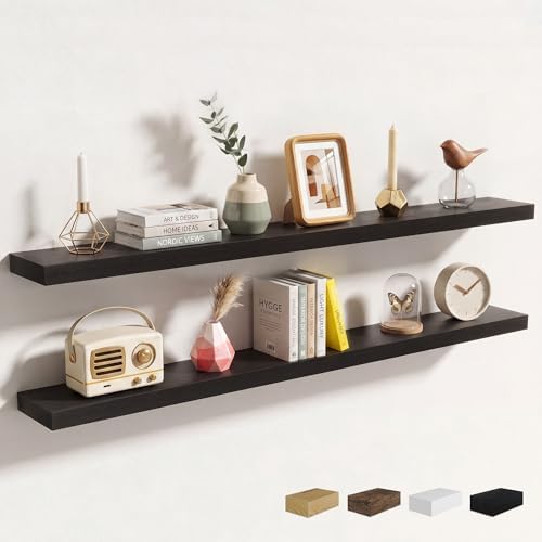 Axeman 55Inch Floating Shelves for Wall, 2 Packs, Invisible Brackets, Black