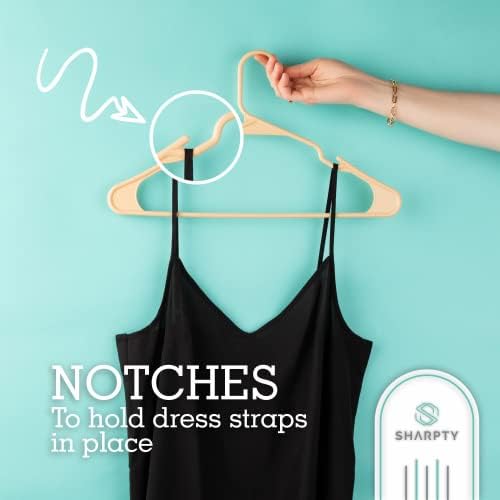 Sharpty Plastic Hangers Clothes Hangers for Clothing, Closet, Coats & Shirts - Notched, Durabl & Space Saving - for Everyday Standard Use, Room Essentials & Basics - 100 Pack - Beige