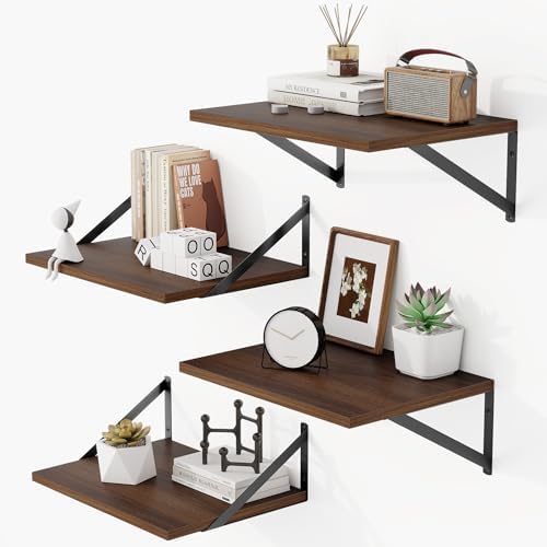 Heimlove 16W x 12D Deep Floating Shelves Set of 4 Natural