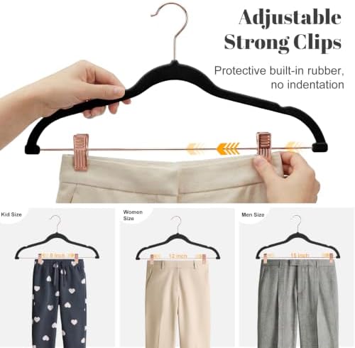 HOUSE DAY Hangers with Clips 24 Pack, Rose Gold Hangers for Outfit