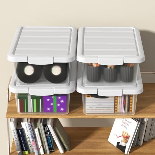 Stackable Plastic Storage Bins with Lids, 14 Qt, 2 Pack