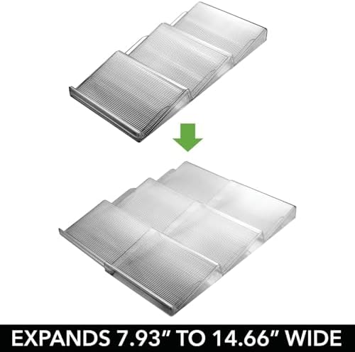 mDesign Expandable Plastic Deluxe Spice Rack, Drawer Organizer for Kitchen Cabinet Drawers, 3 Tier Slanted for Spice Jar