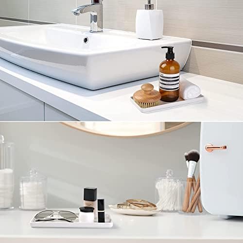 Gurygo 2 Pack 8"/10" Bathroom Trays, Ceramic Vanity Trays for Bathroom, Small Ceramic Tray, Kitchen Soap Tray for Kitche
