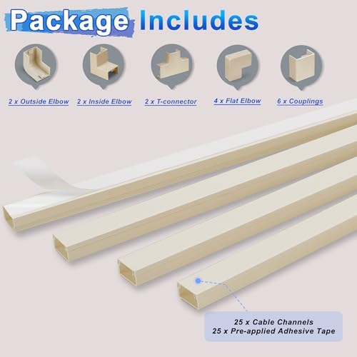 392.5in Wire Covers for Cords Kit - Beige Cord Cover, Wall Wire Hiders, TV Cable Hider, Cord Hider - Mounted TV, Cord Co