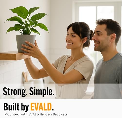 EVALD LevelMate™ Titan-Mount 6 Inch Floating Shelf Brackets, Heavy Duty Hidden Shelf Brackets for Floating Shelves, Blac