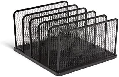 TRU RED Wire Mesh File Organizer, 5-Compartment, Matte Black