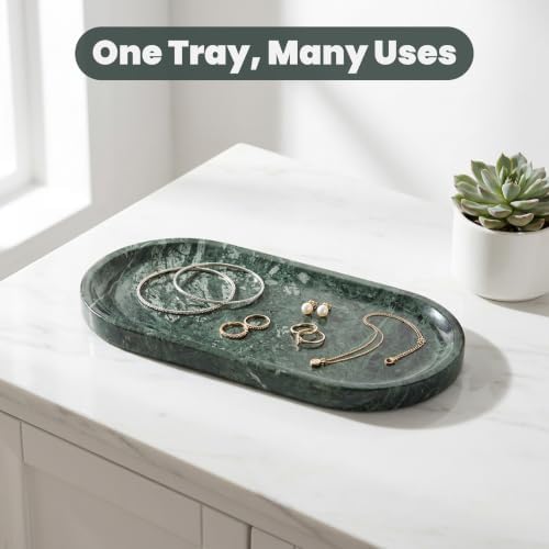 11.8 x 5.9 Inch Green Oval Marble Tray