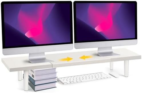 Across-Star Dual-Monitor-Stand-Riser-For-Desk Adjustable Length 32-40 Inch，Large Desktop Computer Monitor Riser For 2 Sc