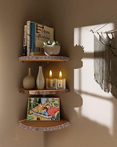 Corner Floating Shelves 3Pcs Wood Corner Shelf Rustic Wall Corner Shelf